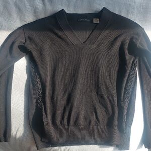Verve Ami Black V-Neck Sweater, Size Small, With Stitching Details